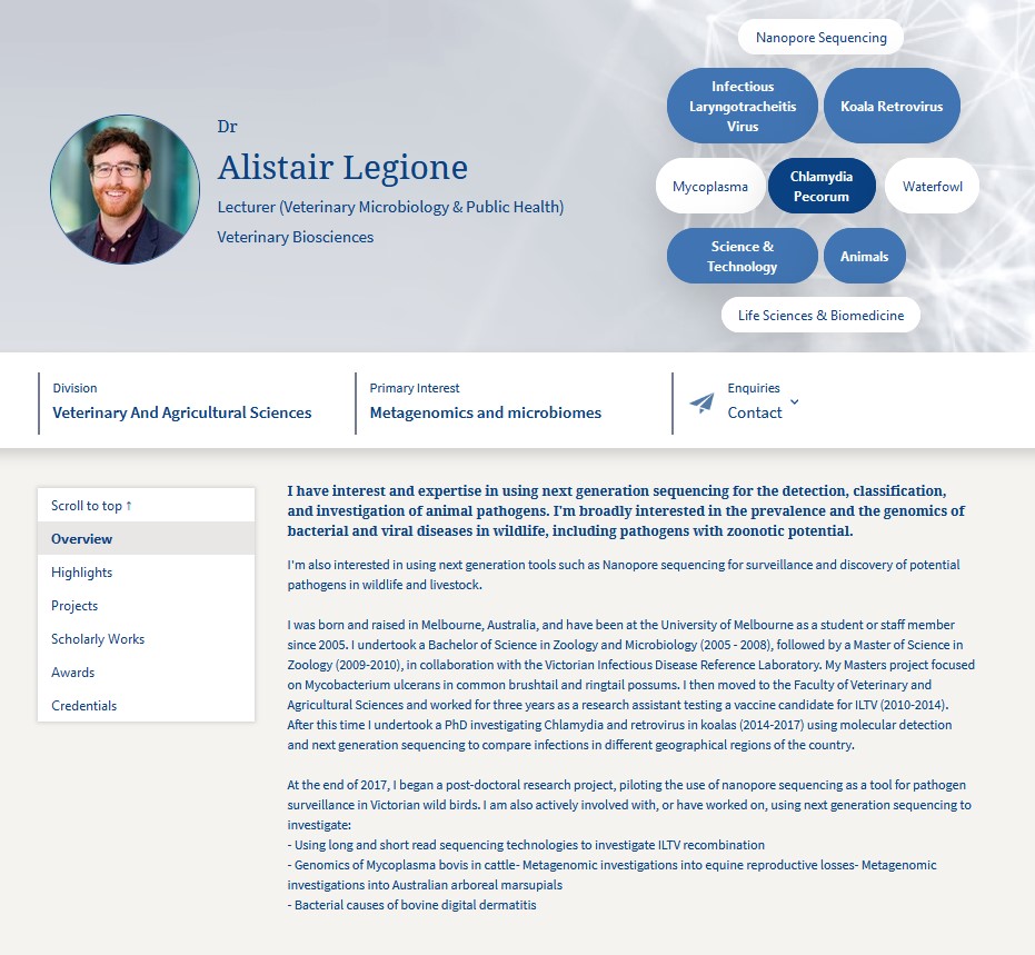 Find an expert - Alistair Legione